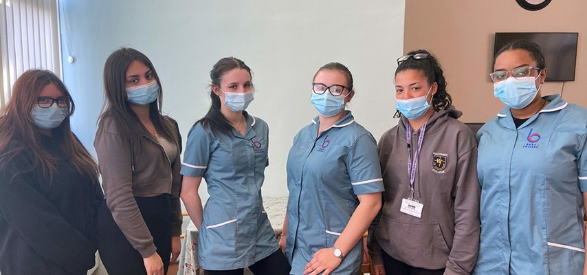 A group of Bury College T Level Adult Nursing students