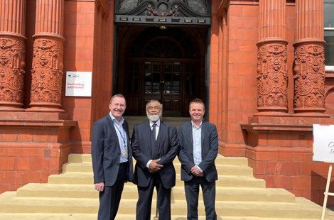 Members of the Al Habeeb Foundation stood with Bury College staff