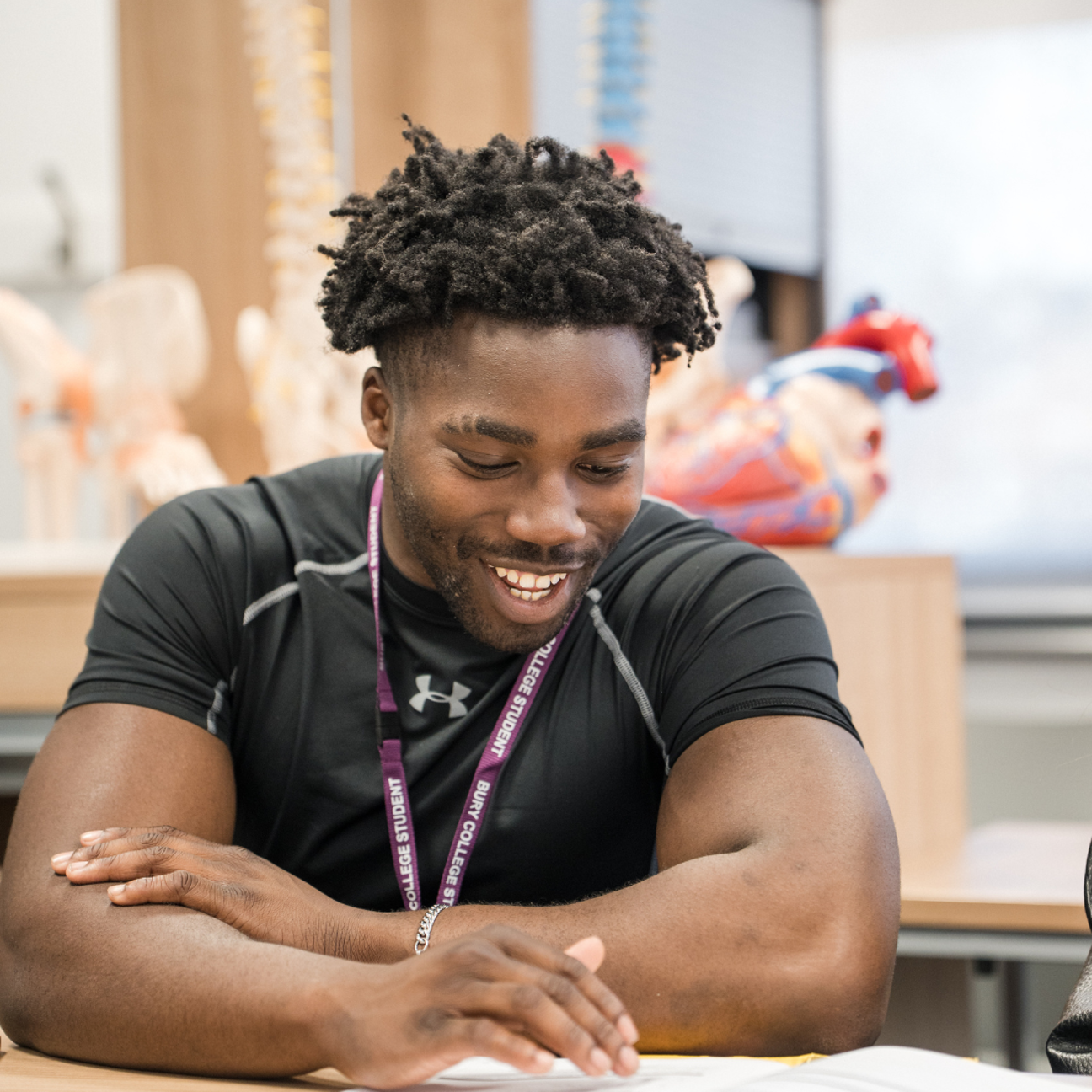 sports adult learner in a classroom