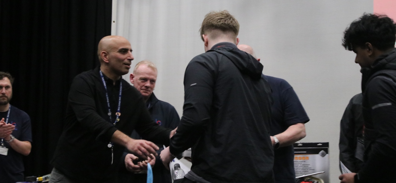 construction students being handed awards
