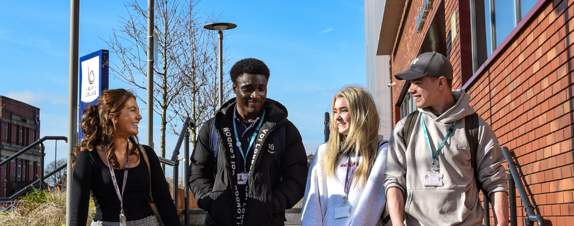 students walking outside health and digital centre