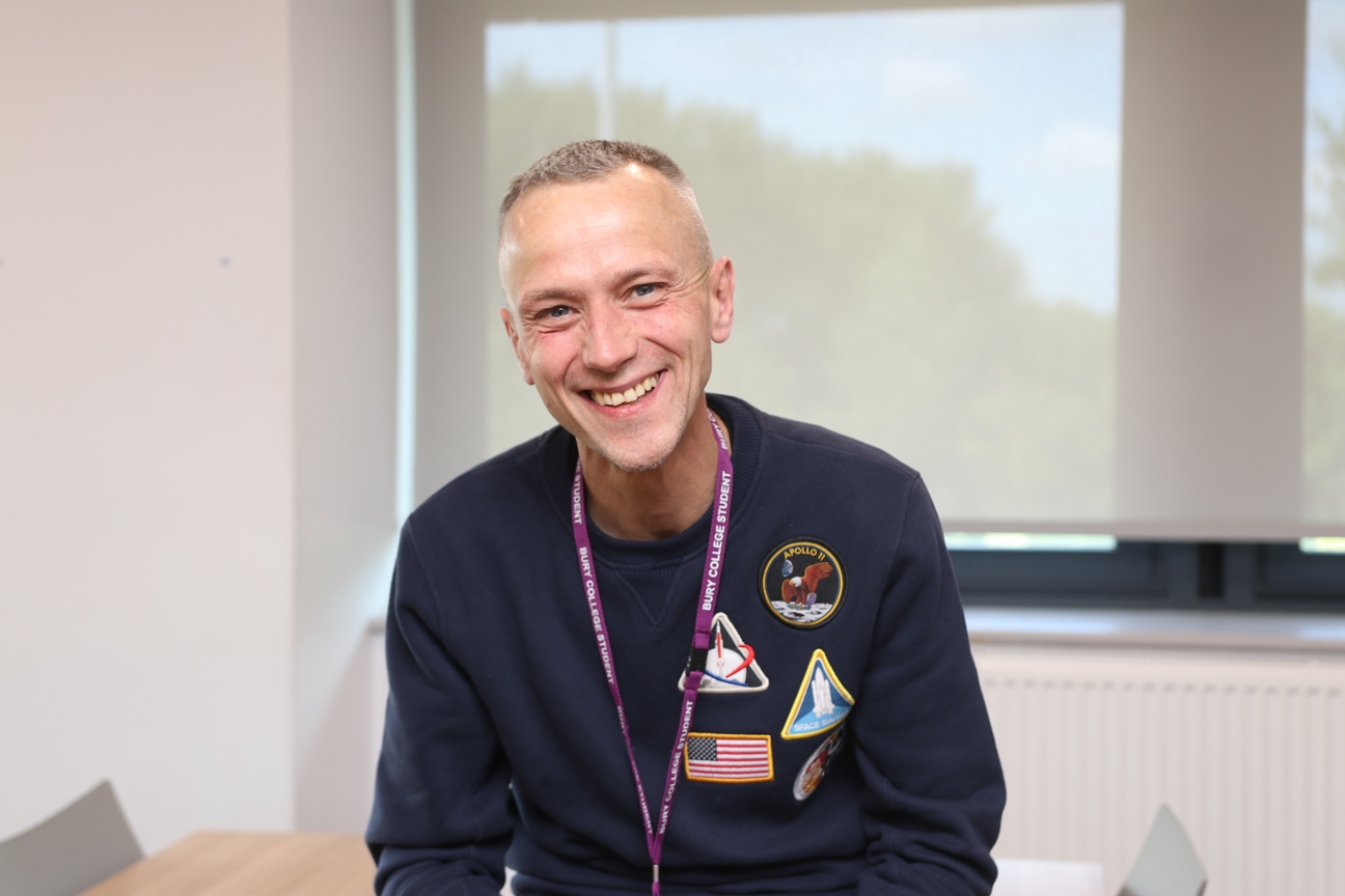Mikey, an adult learner at Bury College