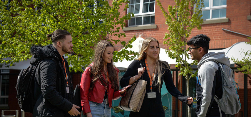 Students stood in courtyard