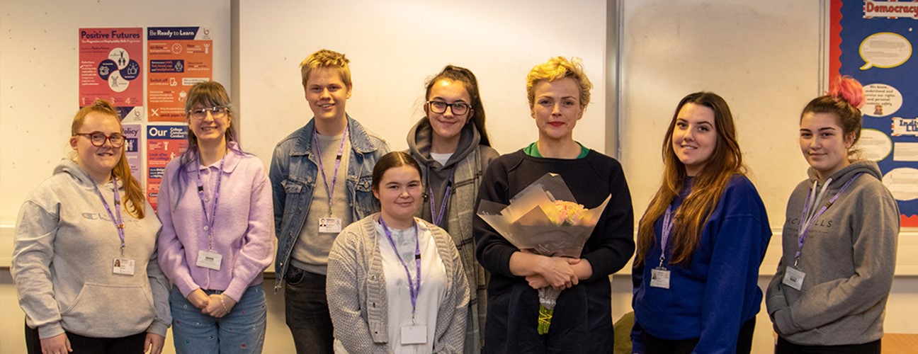Maxine Peake with Health Care Students