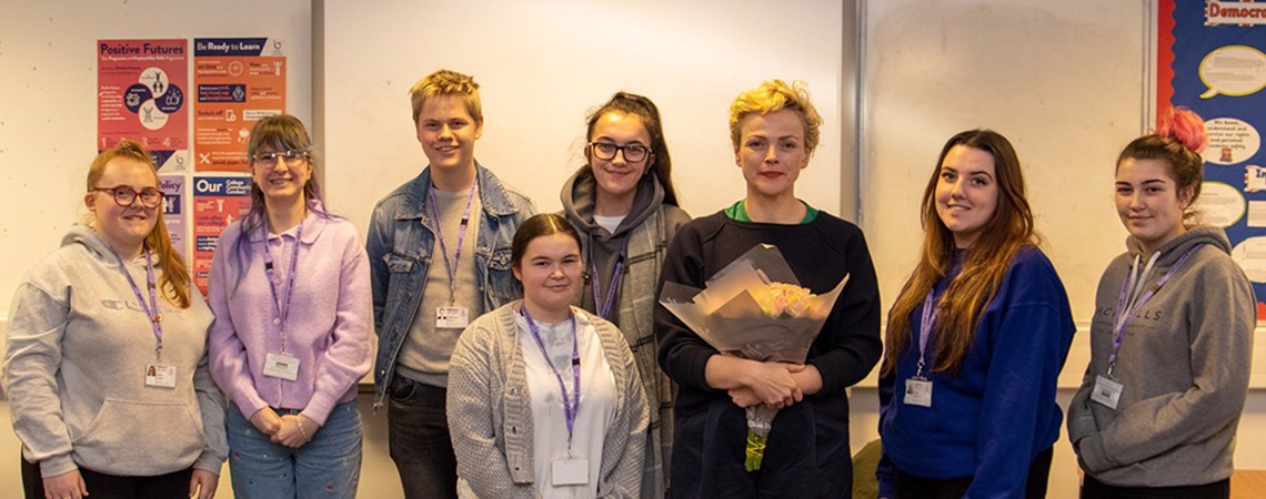 Maxine Peake with Health Care Students