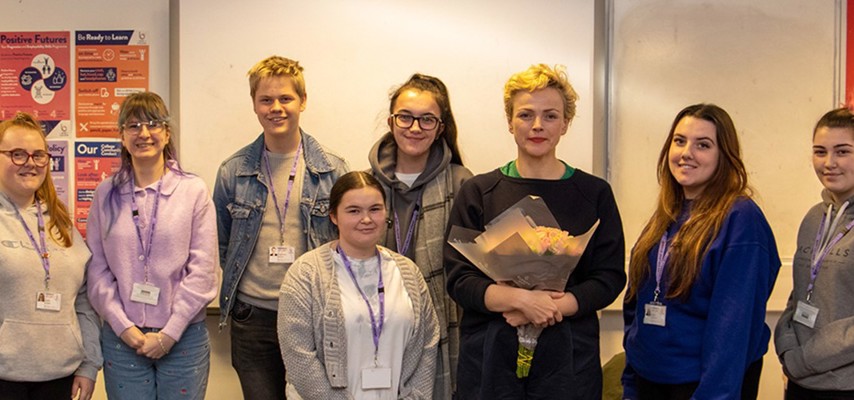 Maxine Peake with Health Care Students