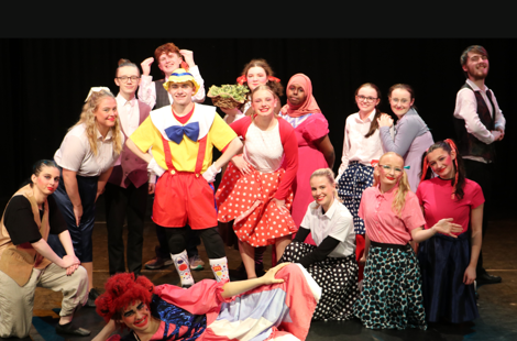 group of students in pantomime costumes