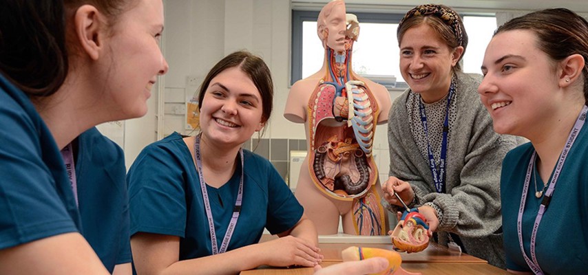 Students in a health T Level lesson