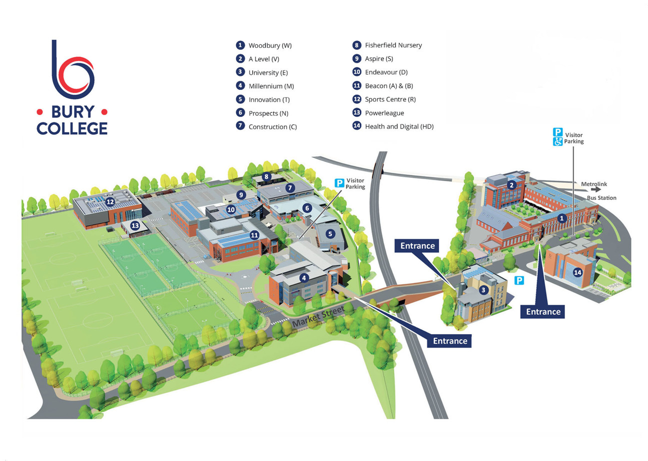Bury College campus map
