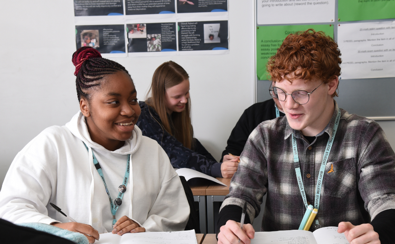 students sat in a classroom working together