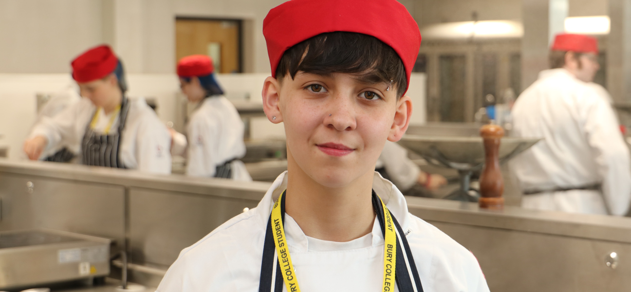 Student poses for picture in new canteen