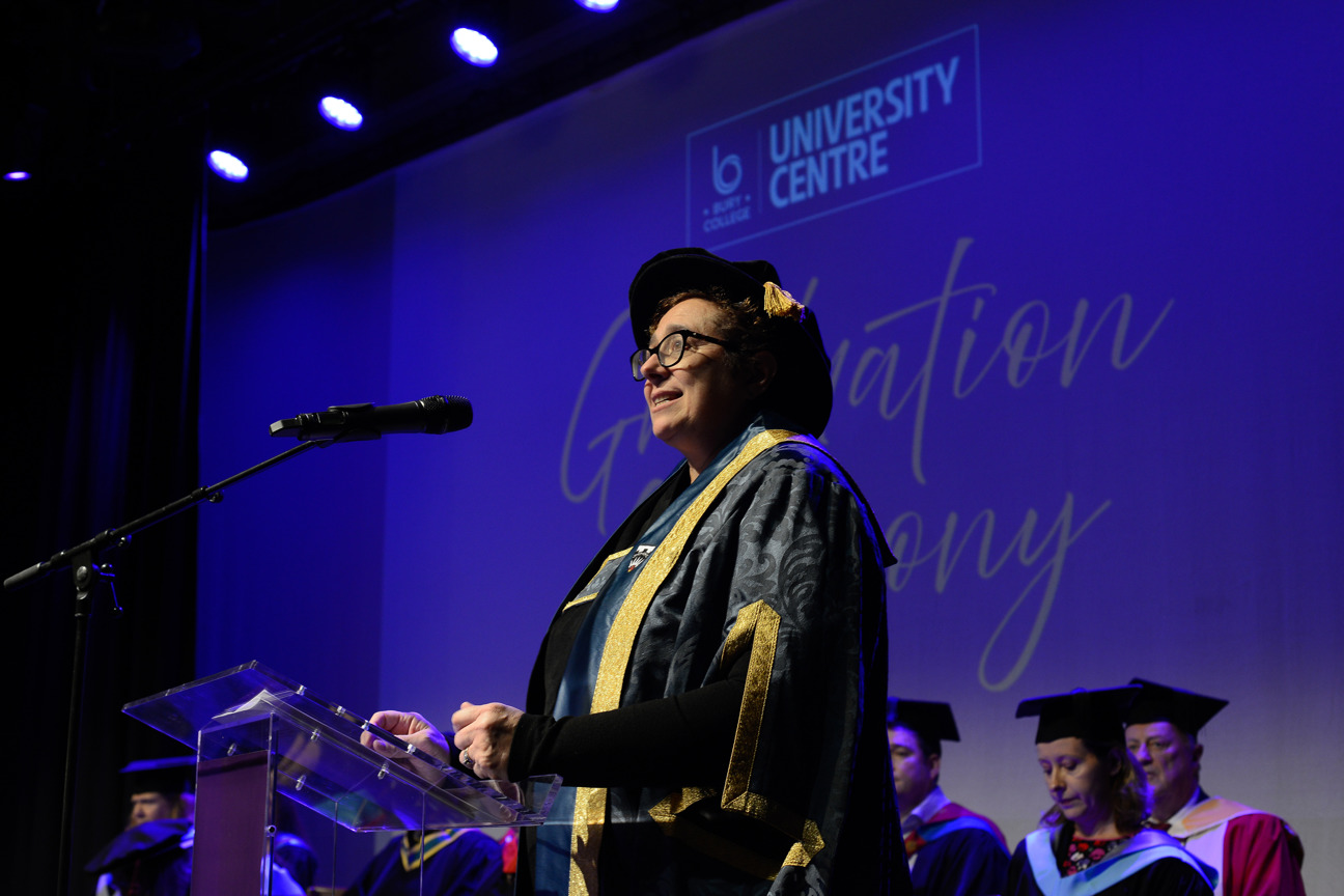 Guest speaker Liz Larner at graduation ceremony