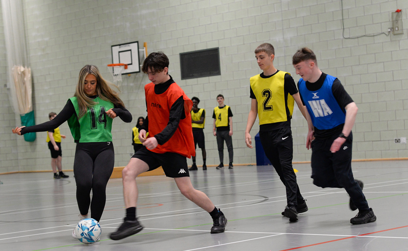 Students in the Sports Hall