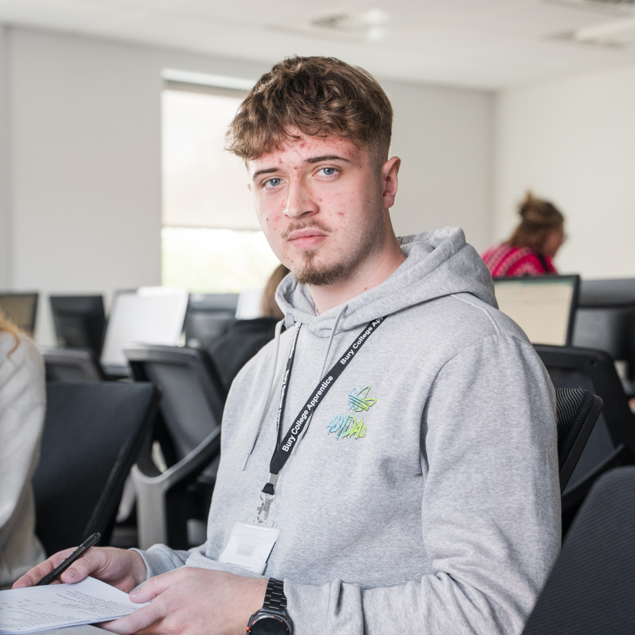 Bury College Apprentice sat in a classroom