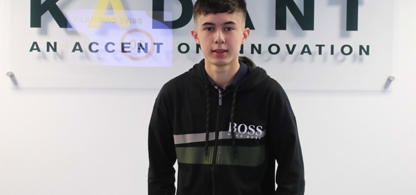 Level 3 Extended Diploma in Engineering, Ryan Connell stood in front of a Kadant UK sign