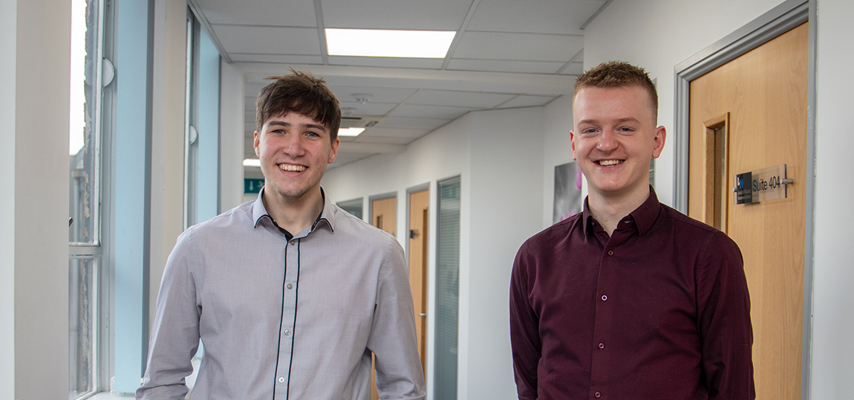 Apprentice Matthew Worthington with his employer