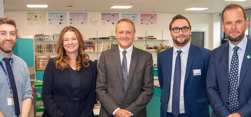 Bury College Principal Charlie Deane, stood with Gillian Keegan MP, James Daly MP and Christian Wakeford MP