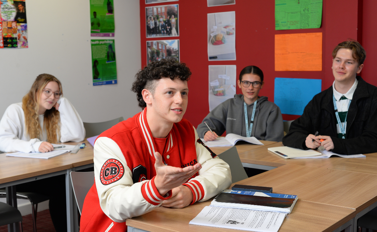 students sat in a classroom