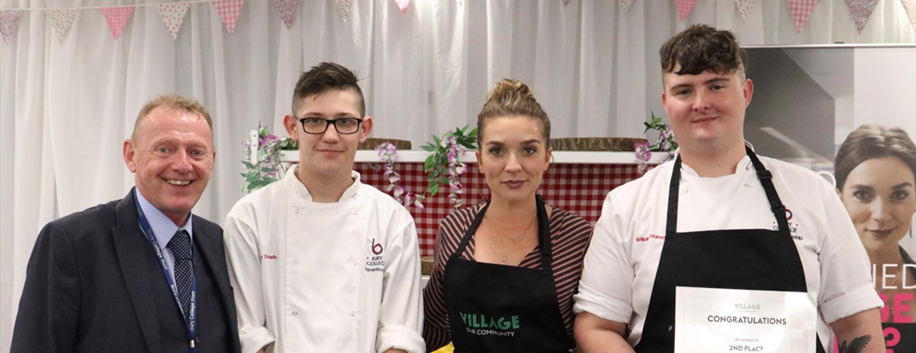 Bury College apprentice chefs with Great British Bake Off winner Candice Brown