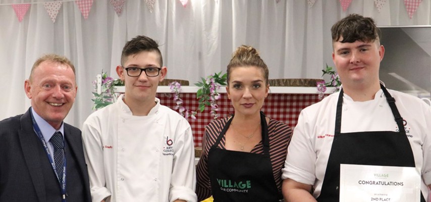 Bury College apprentice chefs with Great British Bake Off winner Candice Brown