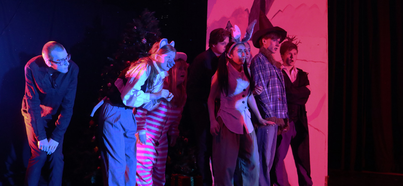 performing arts students performing in panto