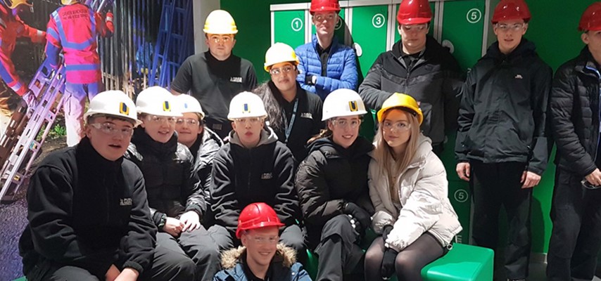A group of Bury College Public Services students sat in the GM Fire and Rescue Service Training and Safety Centre